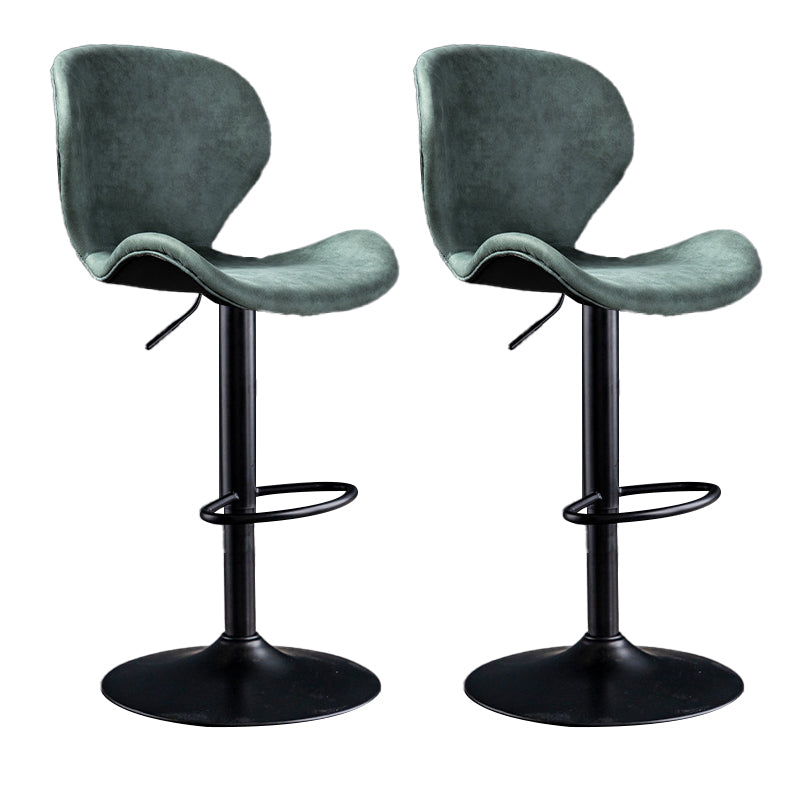 Scandinavian Metal Barstool Low Back Leather Barstools in Matte Finish for Indoor