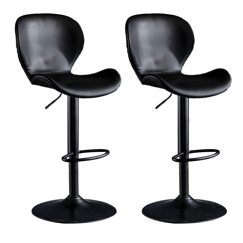 Scandinavian Metal Barstool Low Back Leather Barstools in Matte Finish for Indoor