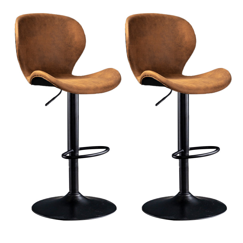 Scandinavian Metal Barstool Low Back Leather Barstools in Matte Finish for Indoor