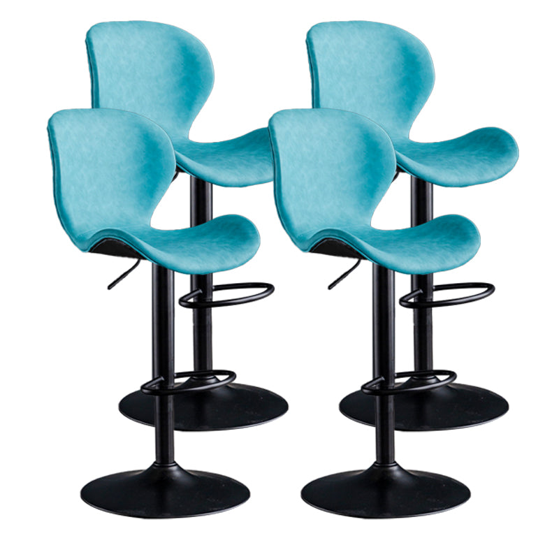 Scandinavian Metal Barstool Low Back Leather Barstools in Matte Finish for Indoor