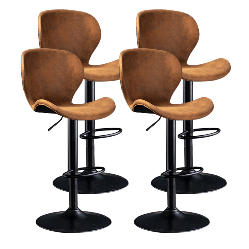 Scandinavian Metal Barstool Low Back Leather Barstools in Matte Finish for Indoor