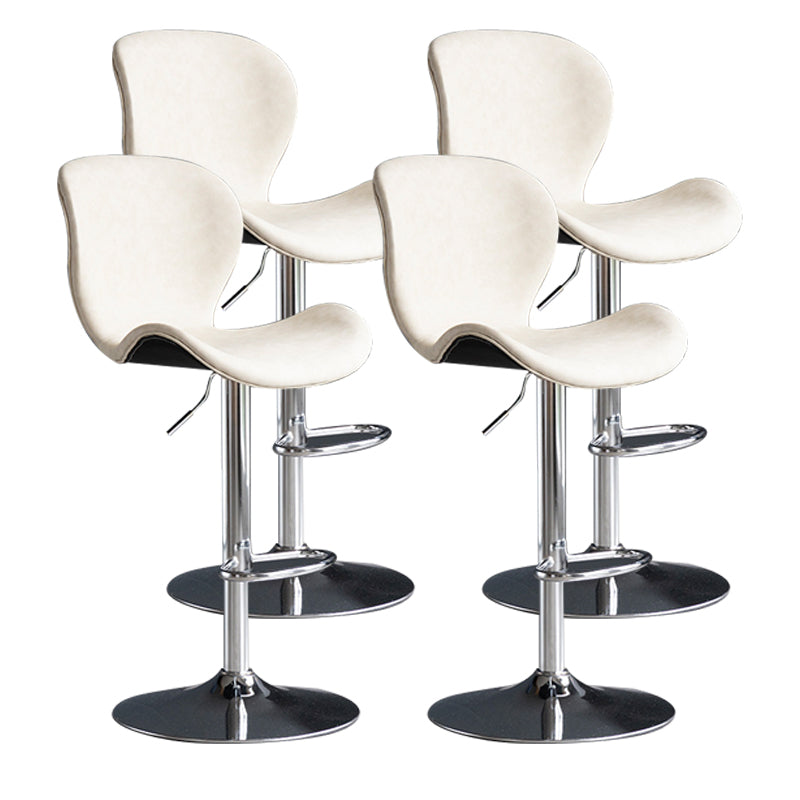 Scandinavian Metal Barstool Low Back Leather Barstools in Matte Finish for Indoor