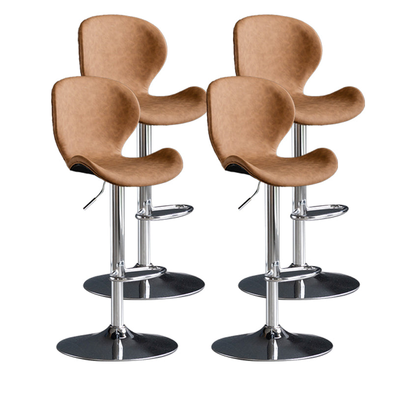 Scandinavian Metal Barstool Low Back Leather Barstools in Matte Finish for Indoor