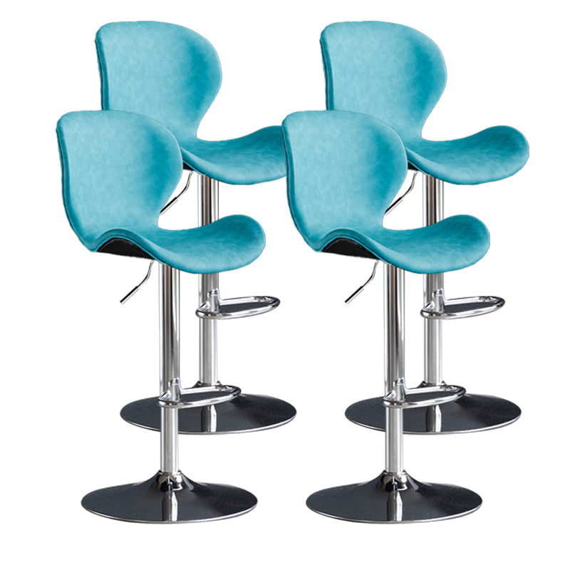 Scandinavian Metal Barstool Low Back Leather Barstools in Matte Finish for Indoor