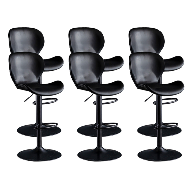 Scandinavian Metal Barstool Low Back Leather Barstools in Matte Finish for Indoor