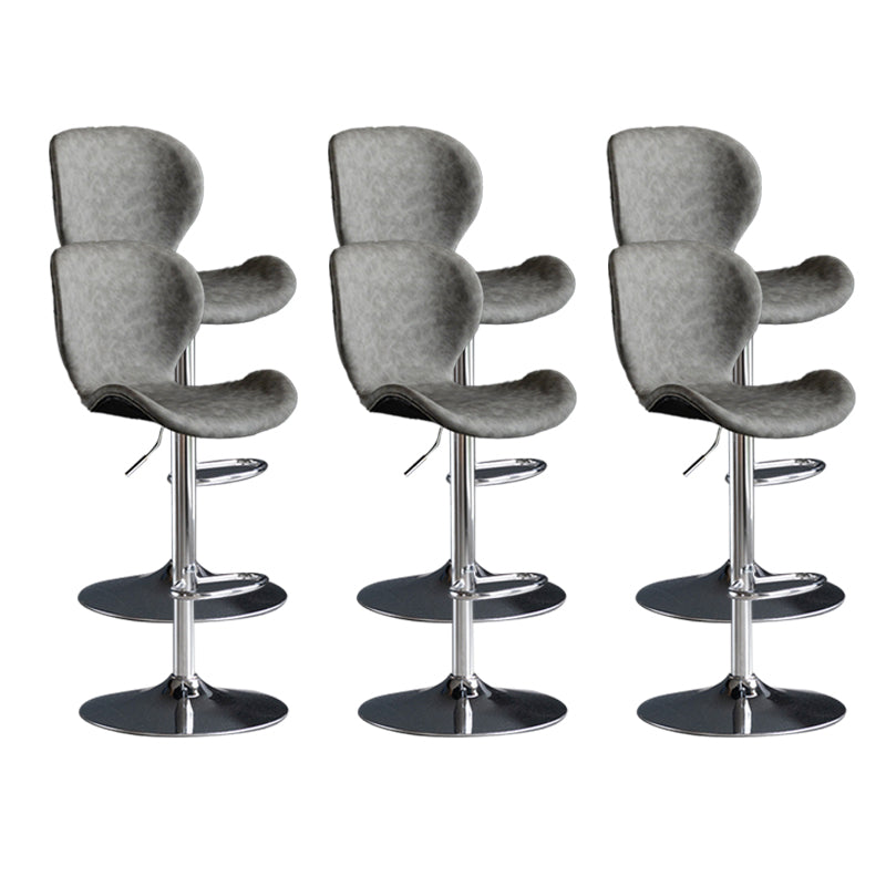 Scandinavian Metal Barstool Low Back Leather Barstools in Matte Finish for Indoor