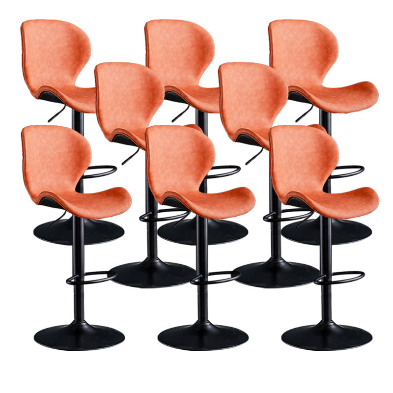 Scandinavian Metal Barstool Low Back Leather Barstools in Matte Finish for Indoor