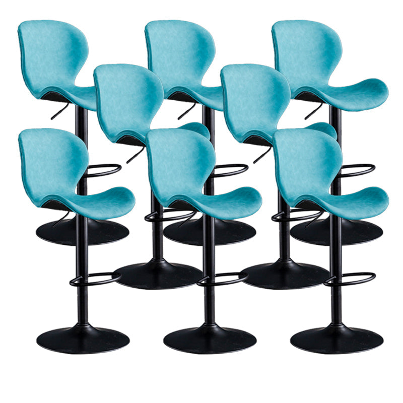 Scandinavian Metal Barstool Low Back Leather Barstools in Matte Finish for Indoor