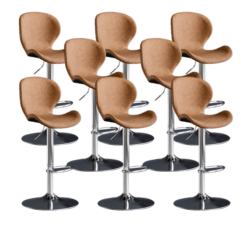 Scandinavian Metal Barstool Low Back Leather Barstools in Matte Finish for Indoor