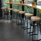 Industrial Saddle Seat Counter and Bar Stool Wood and Metal Backless Bar Stool