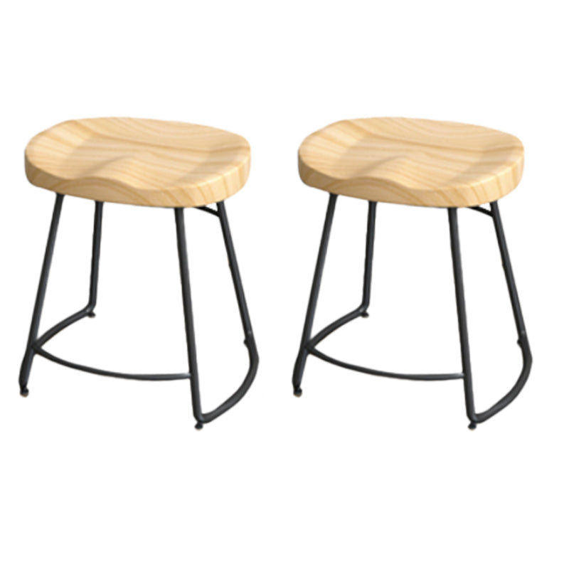 Industrial Saddle Seat Counter and Bar Stool Wood and Metal Backless Bar Stool