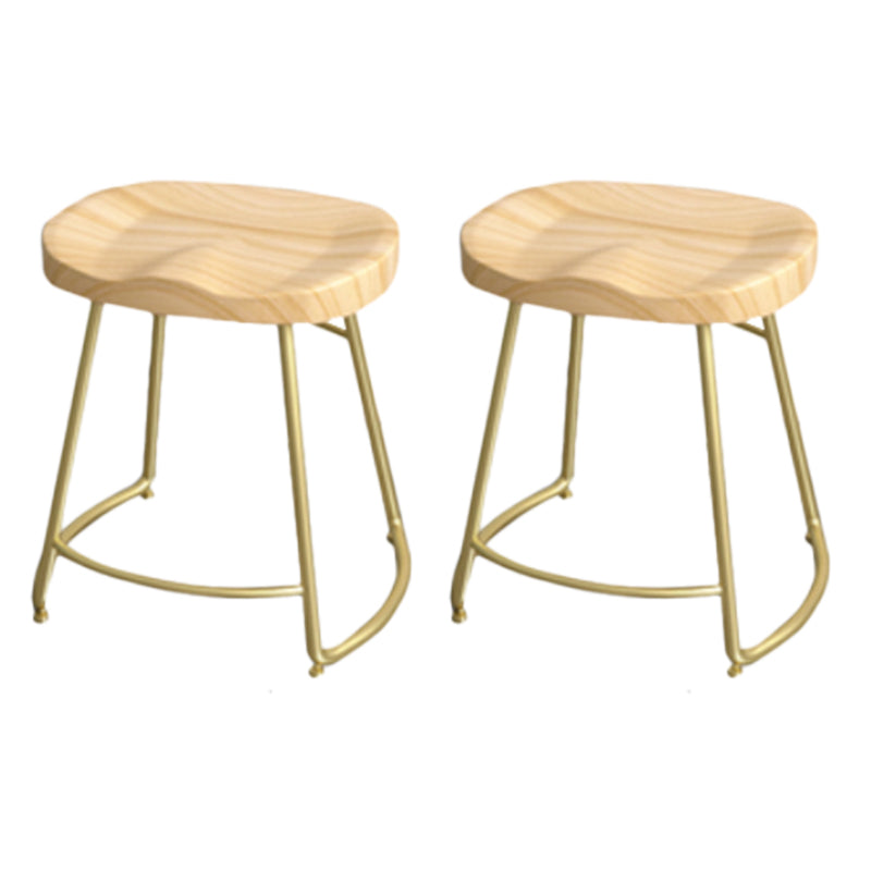 Industrial Saddle Seat Counter and Bar Stool Wood and Metal Backless Bar Stool