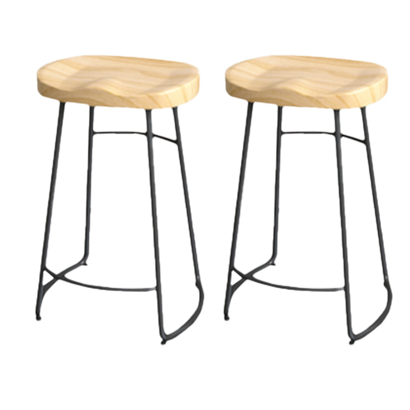 Industrial Saddle Seat Counter and Bar Stool Wood and Metal Backless Bar Stool