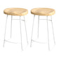 Industrial Saddle Seat Counter and Bar Stool Wood and Metal Backless Bar Stool
