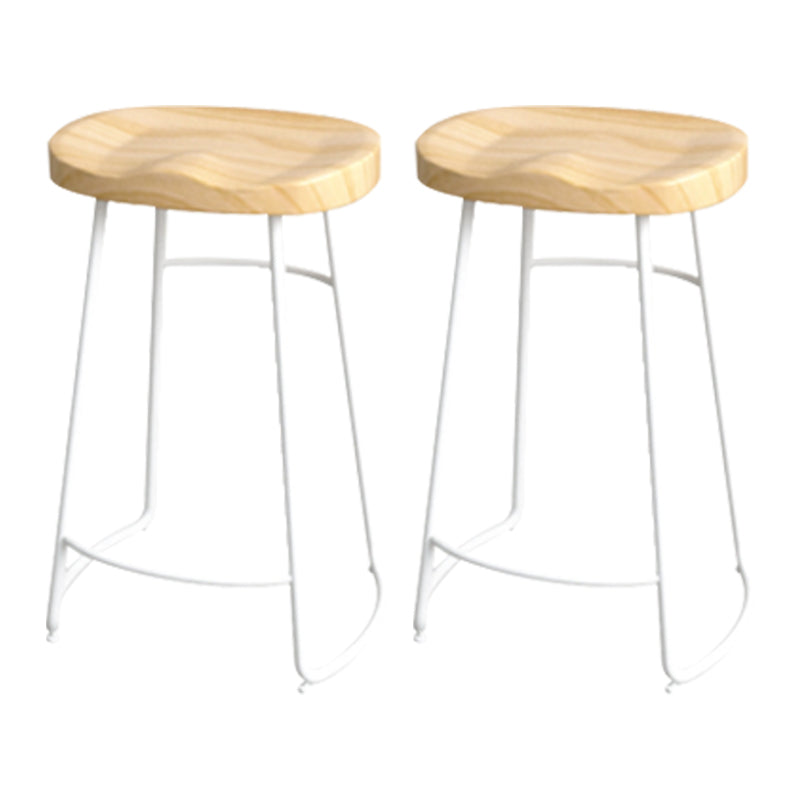 Industrial Saddle Seat Counter and Bar Stool Wood and Metal Backless Bar Stool