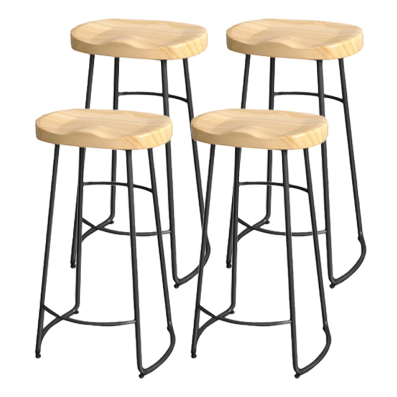 Industrial Saddle Seat Counter and Bar Stool Wood and Metal Backless Bar Stool