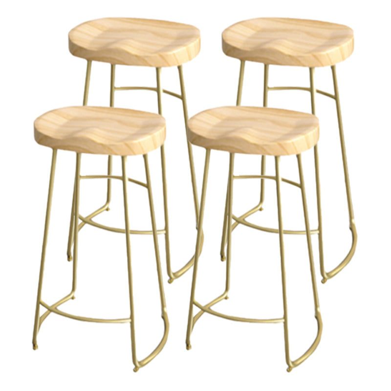 Industrial Saddle Seat Counter and Bar Stool Wood and Metal Backless Bar Stool