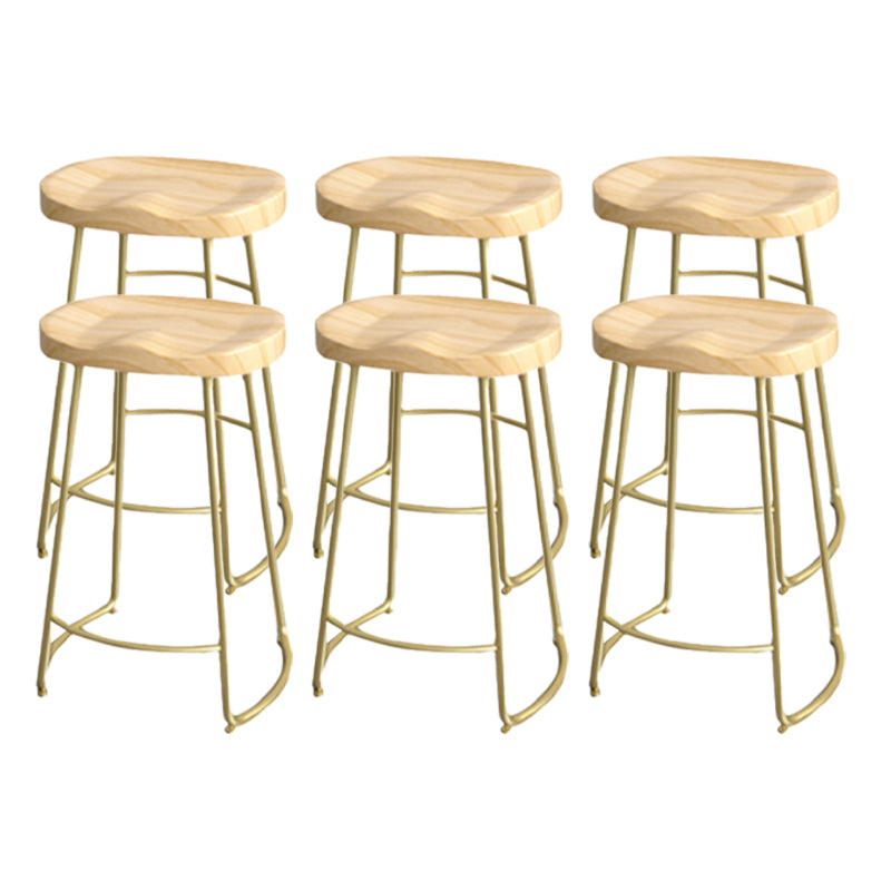 Industrial Saddle Seat Counter and Bar Stool Wood and Metal Backless Bar Stool