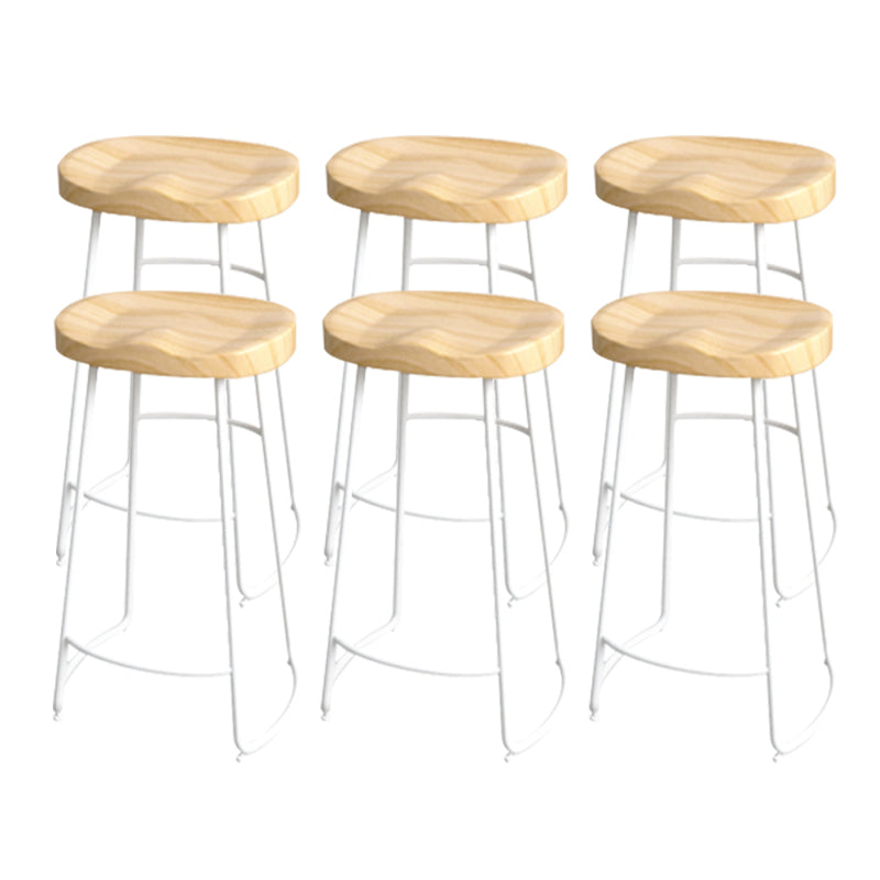 Industrial Saddle Seat Counter and Bar Stool Wood and Metal Backless Bar Stool