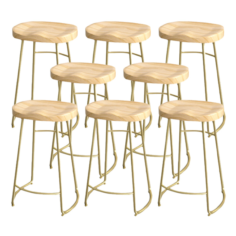 Industrial Saddle Seat Counter and Bar Stool Wood and Metal Backless Bar Stool