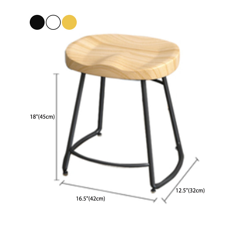 Industrial Saddle Seat Counter and Bar Stool Wood and Metal Backless Bar Stool