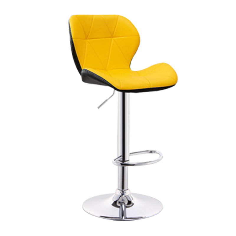 Scandinave Metal Barstool Adjustable Back Back PU PU Leather Tabourets en finition mate