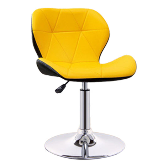 Scandinavian Metal Barstool Adjustable Low Back PU Leather stools in Matte Finish Yellow Black 1 Piece Short Stool(18"H)