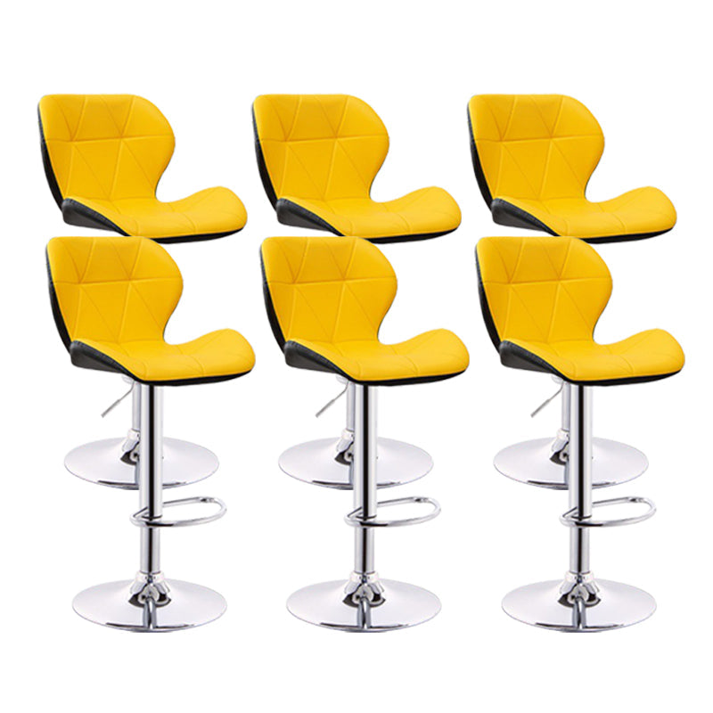 Scandinave Metal Barstool Adjustable Back Back PU PU Leather Tabourets en finition mate