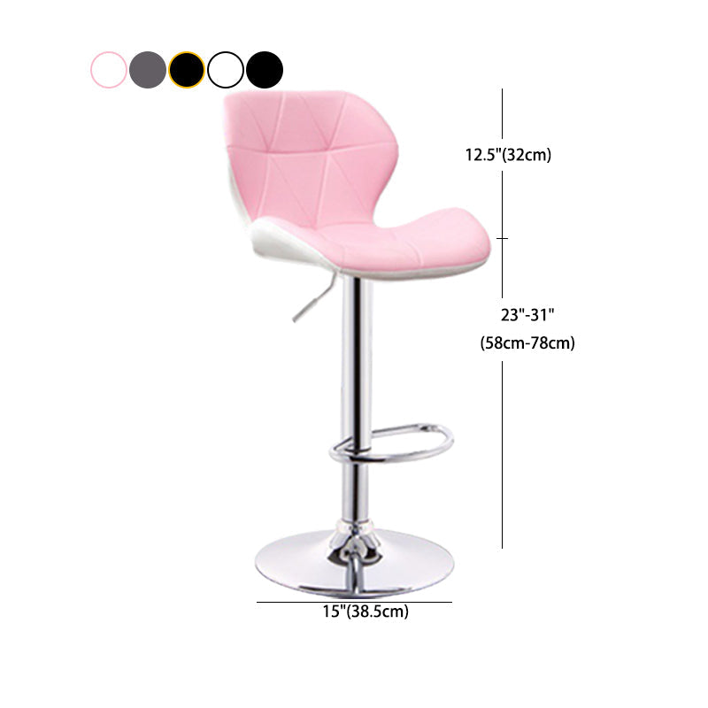 Scandinave Metal Barstool Adjustable Back Back PU PU Leather Tabourets en finition mate