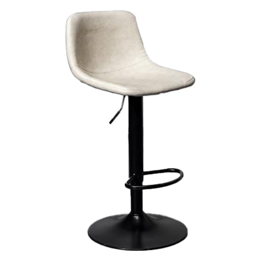 Scandinavian Metal Barstool Adjustable Low Back Faux Leather Barstools in Matte Finish White 1 Piece