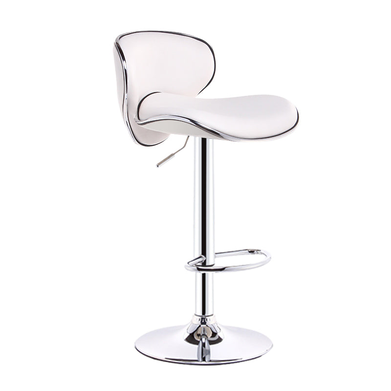 Scandinavian Metal Barstool Adjustable Low Back PU Leather Barstools in Matte Finish
