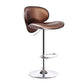Scandinavian Metal Barstool Adjustable Low Back PU Leather Barstools in Matte Finish