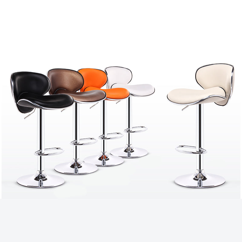 Scandinavian Metal Barstool Adjustable Low Back PU Leather Barstools in Matte Finish
