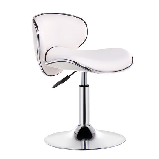 Scandinavian Metal Barstool Adjustable Low Back PU Leather Barstools in Matte Finish White 1 Piece Short Stool(20"H)