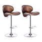 Scandinavian Metal Barstool Adjustable Low Back PU Leather Barstools in Matte Finish