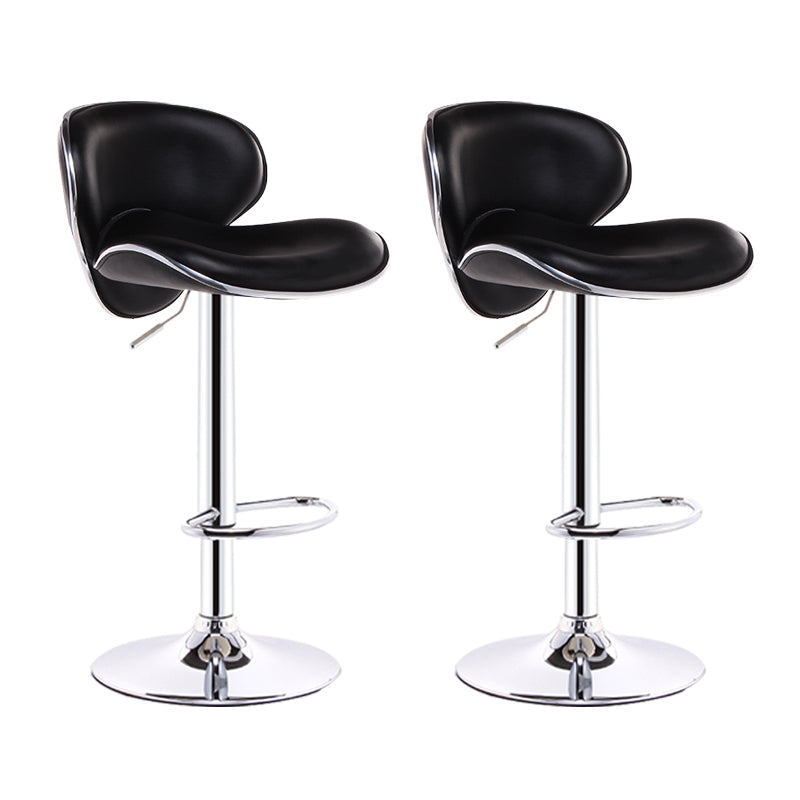 Scandinavian Metal Barstool Adjustable Low Back PU Leather Barstools in Matte Finish