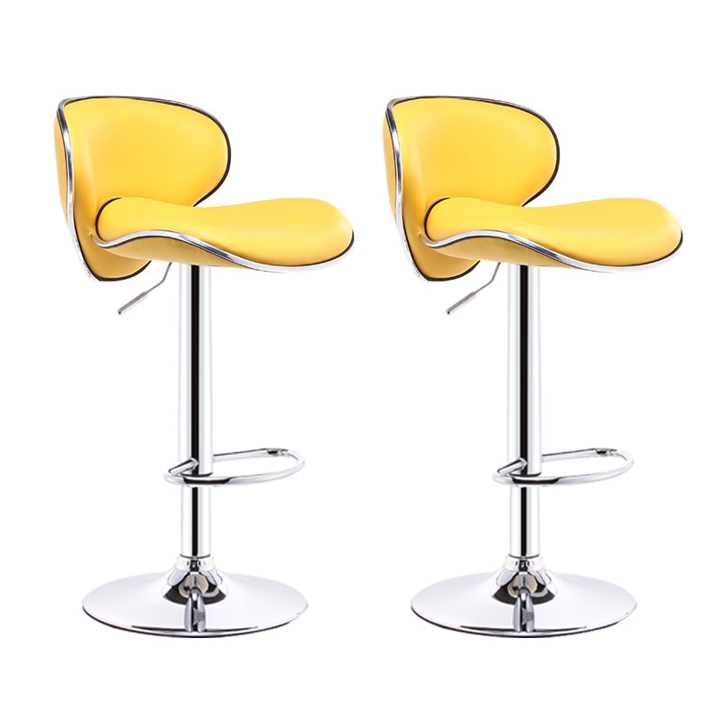 Scandinavian Metal Barstool Adjustable Low Back PU Leather Barstools in Matte Finish