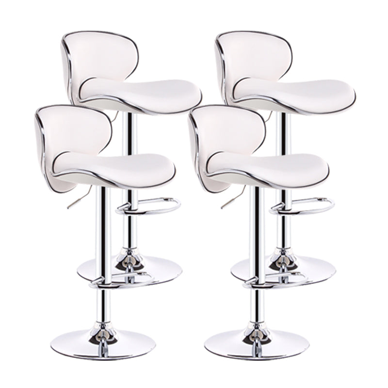 Scandinavian Metal Barstool Adjustable Low Back PU Leather Barstools in Matte Finish