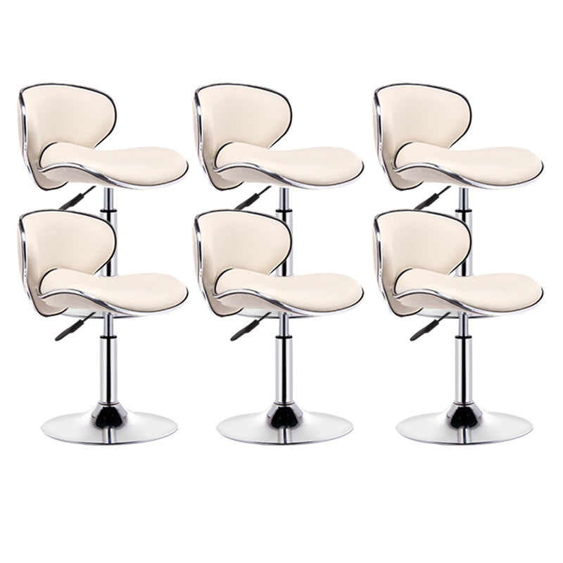 Scandinavian Metal Barstool Adjustable Low Back PU Leather Barstools in Matte Finish