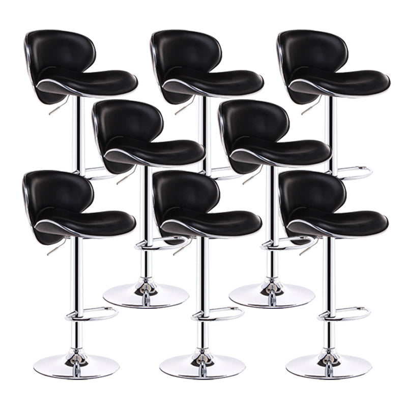 Scandinavian Metal Barstool Adjustable Low Back PU Leather Barstools in Matte Finish