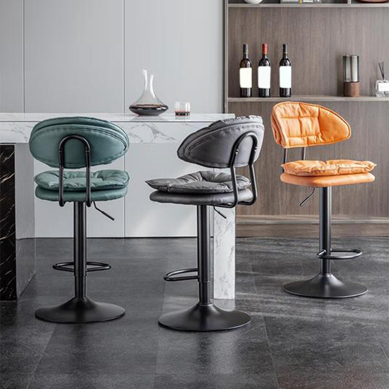 Scandinavian Metal Barstool Adjustable Low Back Leather Barstools in Matte Finish Clearhalo 'Bar Furniture' 'Bar Stools' 'bar_stools' 'furn' 'furn_bar_stools' 'Furniture' 'Kitchen & Dining Furniture' 5816949