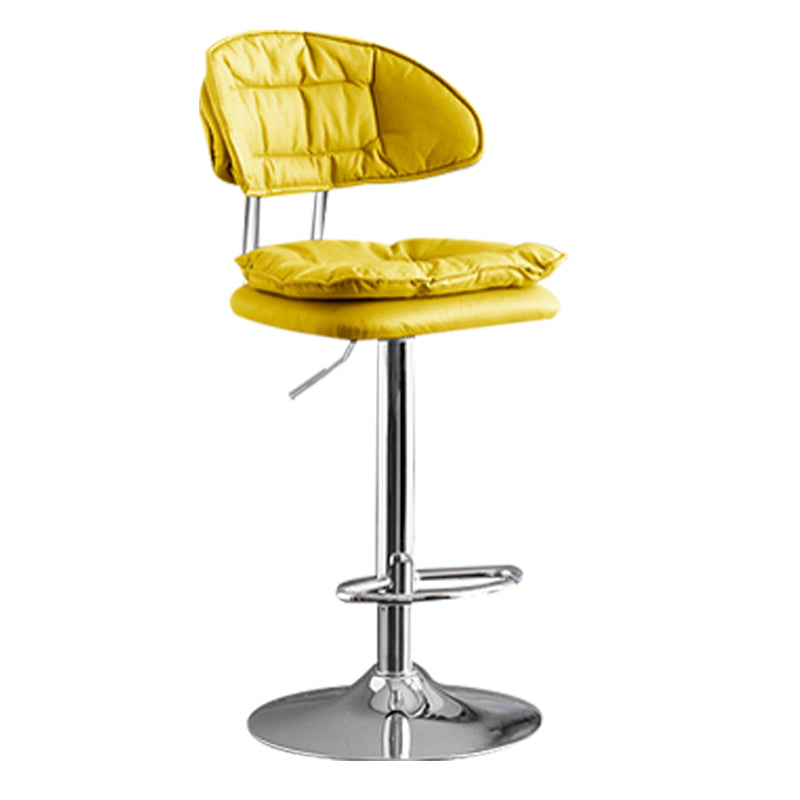 Scandinavian Metal Barstool Adjustable Low Back Leather Barstools in Matte Finish Yellow Chrome 1 Piece Clearhalo 'Bar Furniture' 'Bar Stools' 'bar_stools' 'furn' 'furn_bar_stools' 'Furniture' 'Kitchen & Dining Furniture' 5816950