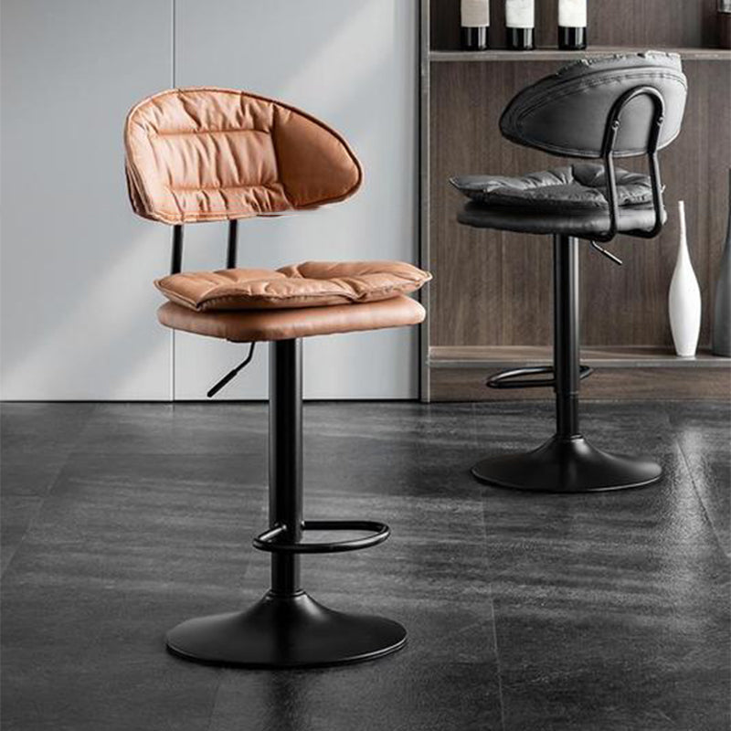 Scandinavian Metal Barstool Adjustable Low Back Leather Barstools in Matte Finish Clearhalo 'Bar Furniture' 'Bar Stools' 'bar_stools' 'furn' 'furn_bar_stools' 'Furniture' 'Kitchen & Dining Furniture' 5816952