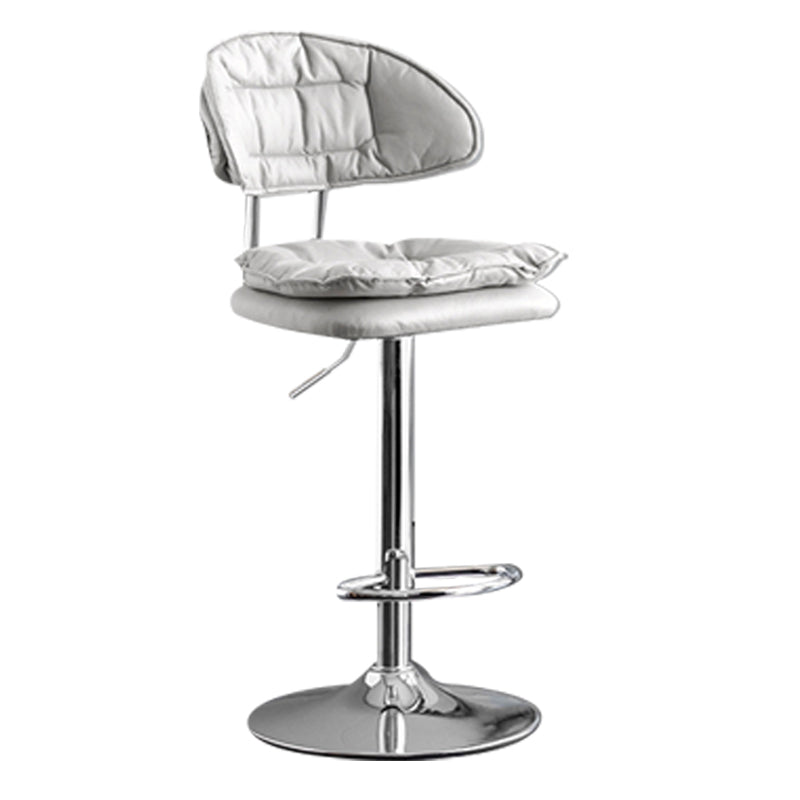 Scandinavian Metal Barstool Adjustable Low Back Leather Barstools in Matte Finish Gray-White Chrome 1 Piece Clearhalo 'Bar Furniture' 'Bar Stools' 'bar_stools' 'furn' 'furn_bar_stools' 'Furniture' 'Kitchen & Dining Furniture' 5816955