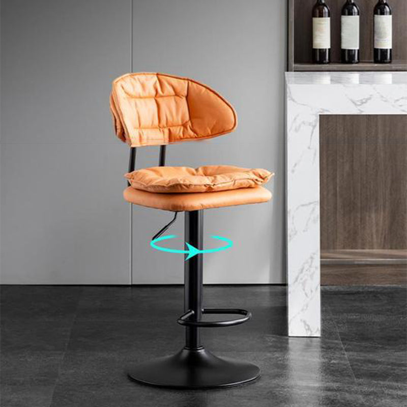 Scandinavian Metal Barstool Adjustable Low Back Leather Barstools in Matte Finish Clearhalo 'Bar Furniture' 'Bar Stools' 'bar_stools' 'furn' 'furn_bar_stools' 'Furniture' 'Kitchen & Dining Furniture' 5816956