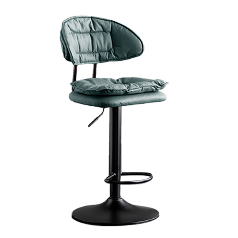 Scandinavian Metal Barstool Adjustable Low Back Leather Barstools in Matte Finish Green Black 1 Piece Clearhalo 'Bar Furniture' 'Bar Stools' 'bar_stools' 'furn' 'furn_bar_stools' 'Furniture' 'Kitchen & Dining Furniture' 5816964