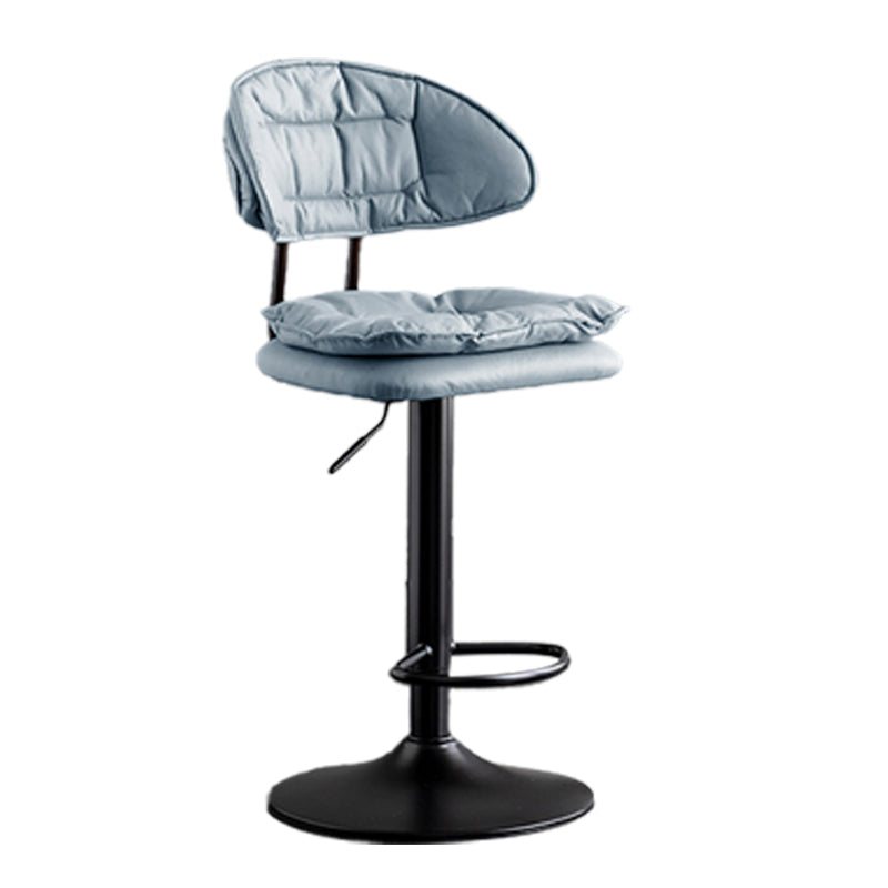 Scandinavian Metal Barstool Adjustable Low Back Leather Barstools in Matte Finish Blue Black 1 Piece Clearhalo 'Bar Furniture' 'Bar Stools' 'bar_stools' 'furn' 'furn_bar_stools' 'Furniture' 'Kitchen & Dining Furniture' 5816966