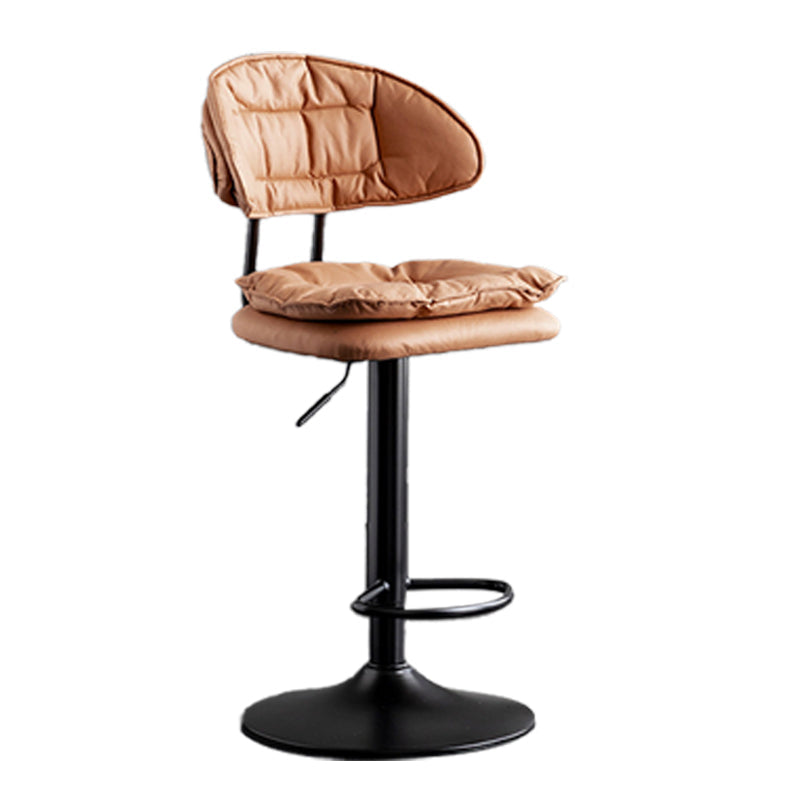 Scandinavian Metal Barstool Adjustable Low Back Leather Barstools in Matte Finish Brown Black 1 Piece Clearhalo 'Bar Furniture' 'Bar Stools' 'bar_stools' 'furn' 'furn_bar_stools' 'Furniture' 'Kitchen & Dining Furniture' 5816967