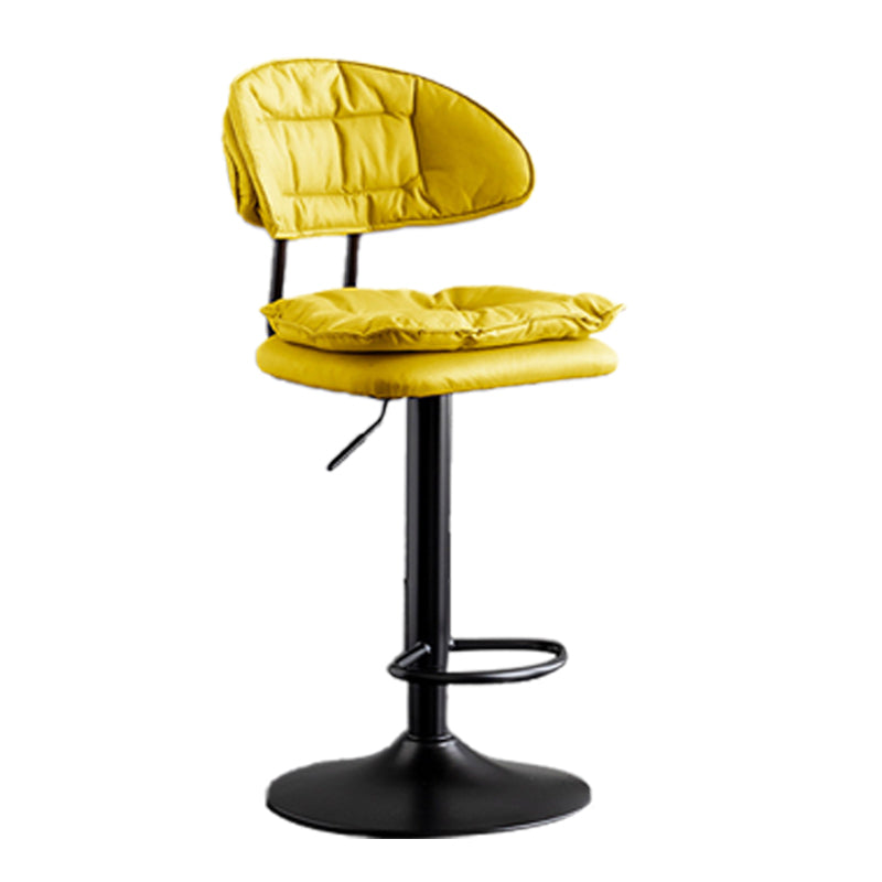 Scandinavian Metal Barstool Adjustable Low Back Leather Barstools in Matte Finish Yellow Black 1 Piece Clearhalo 'Bar Furniture' 'Bar Stools' 'bar_stools' 'furn' 'furn_bar_stools' 'Furniture' 'Kitchen & Dining Furniture' 5816968