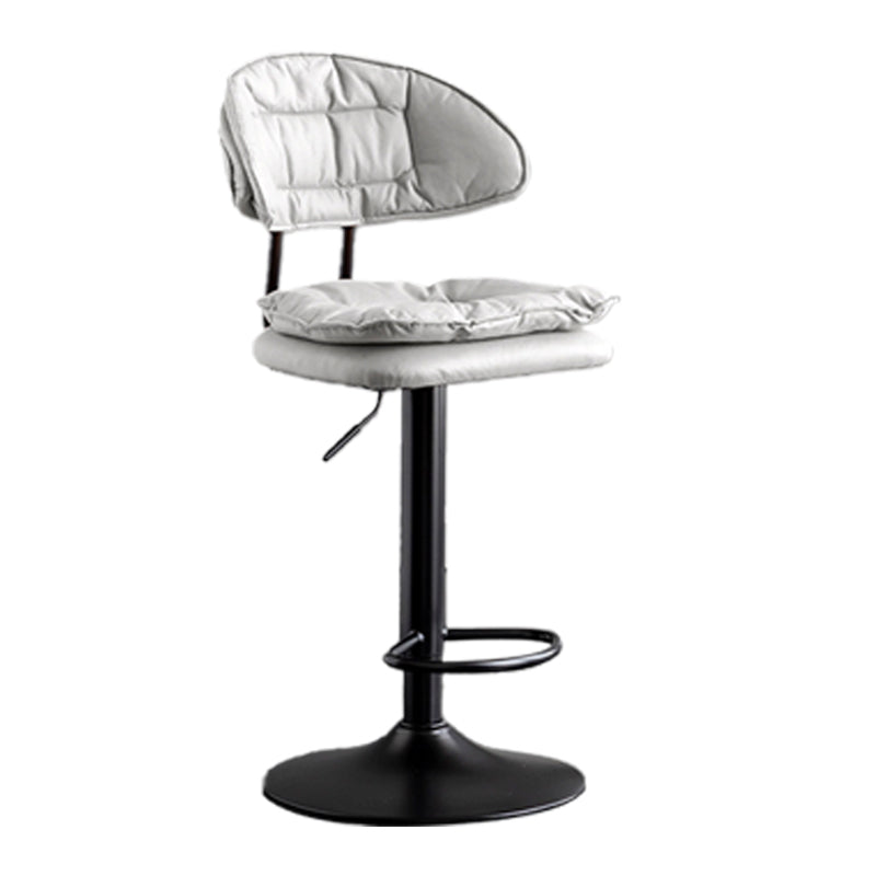 Scandinavian Metal Barstool Adjustable Low Back Leather Barstools in Matte Finish Gray-White Black 1 Piece Clearhalo 'Bar Furniture' 'Bar Stools' 'bar_stools' 'furn' 'furn_bar_stools' 'Furniture' 'Kitchen & Dining Furniture' 5816969